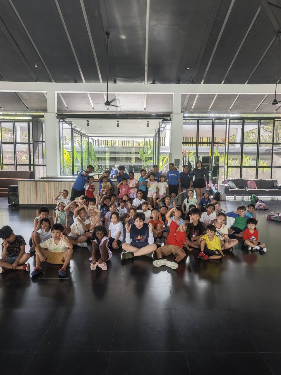 Holiday camp group photo indoors